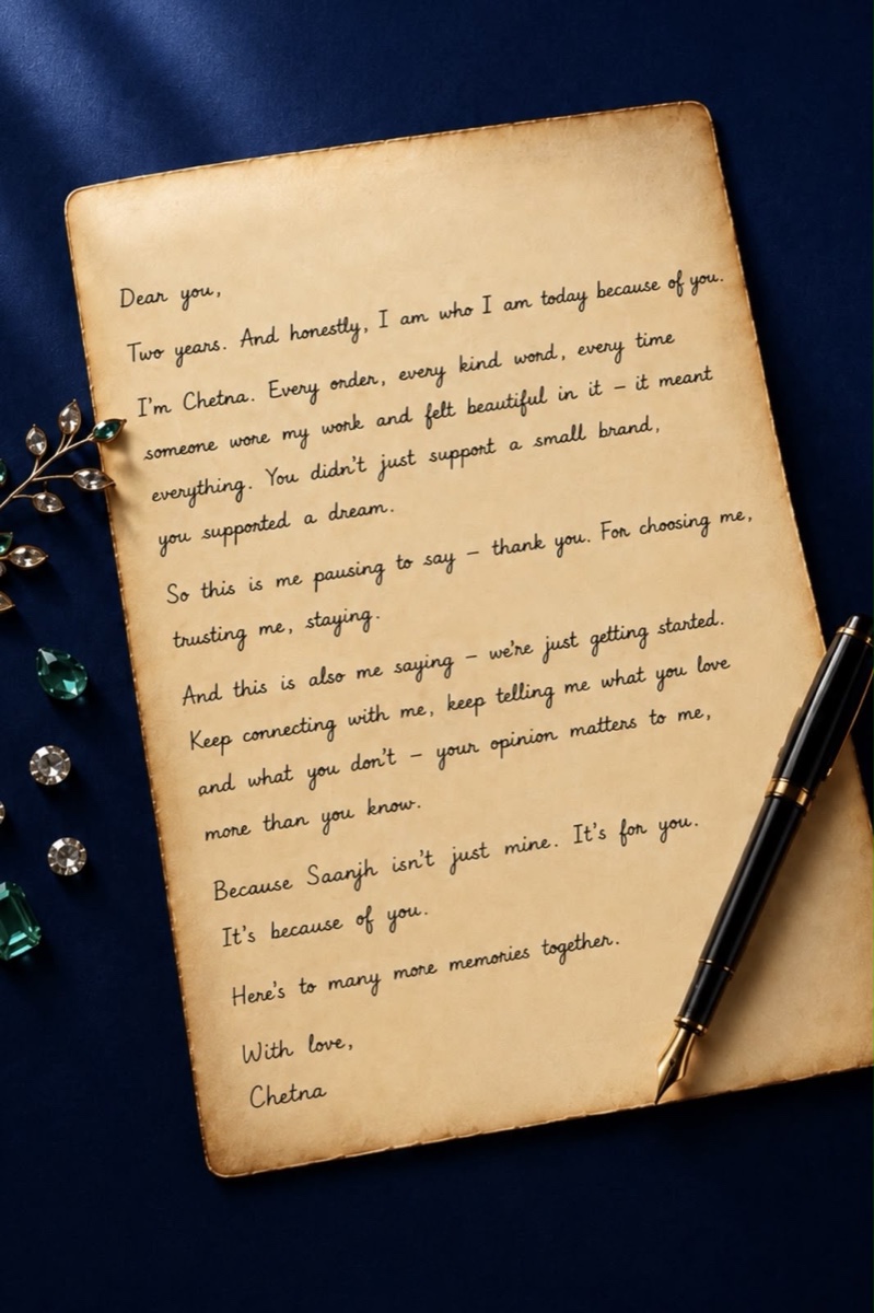 A letter from Chetna — Saanjh Jewells