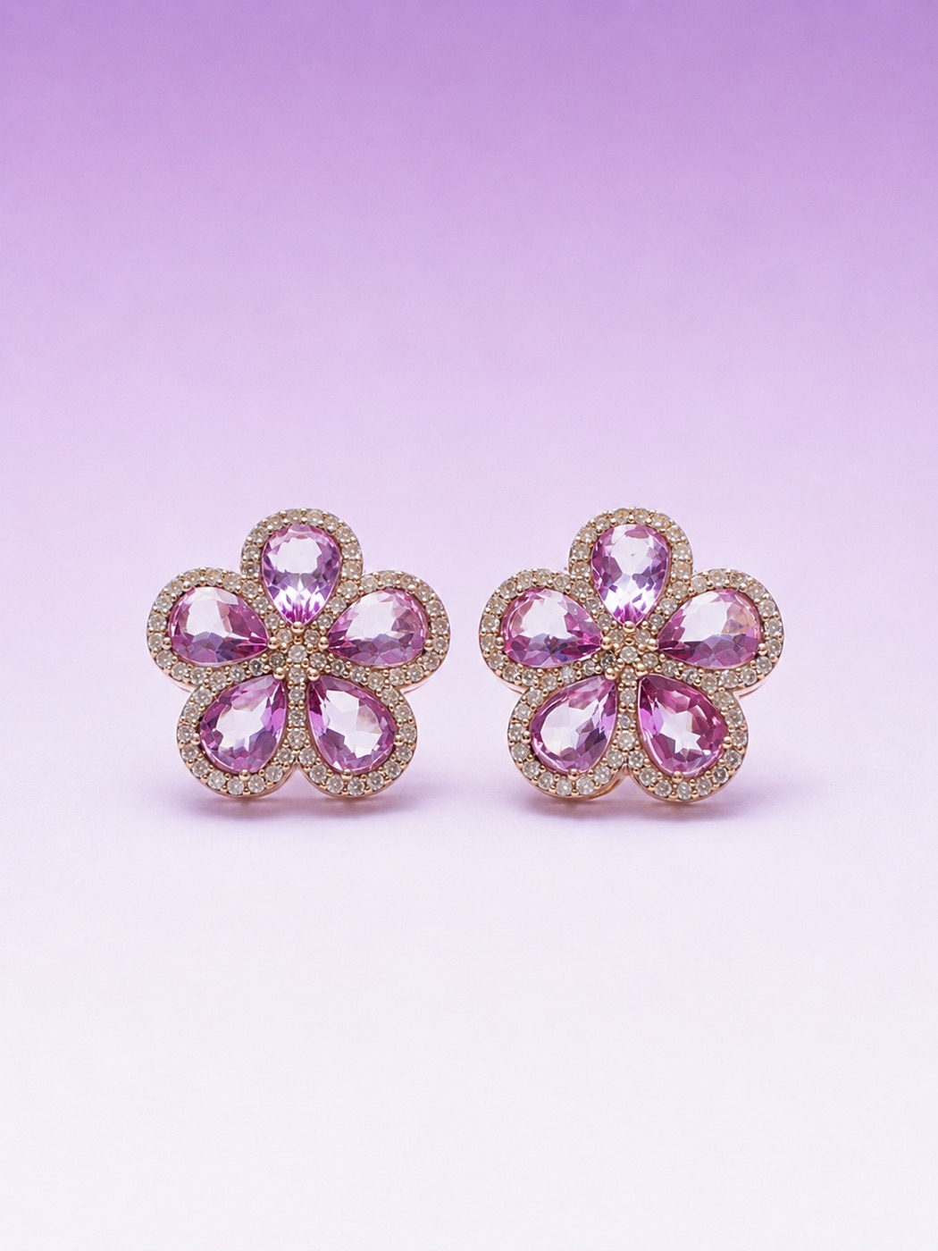 Pink Sapphire Petal Studs