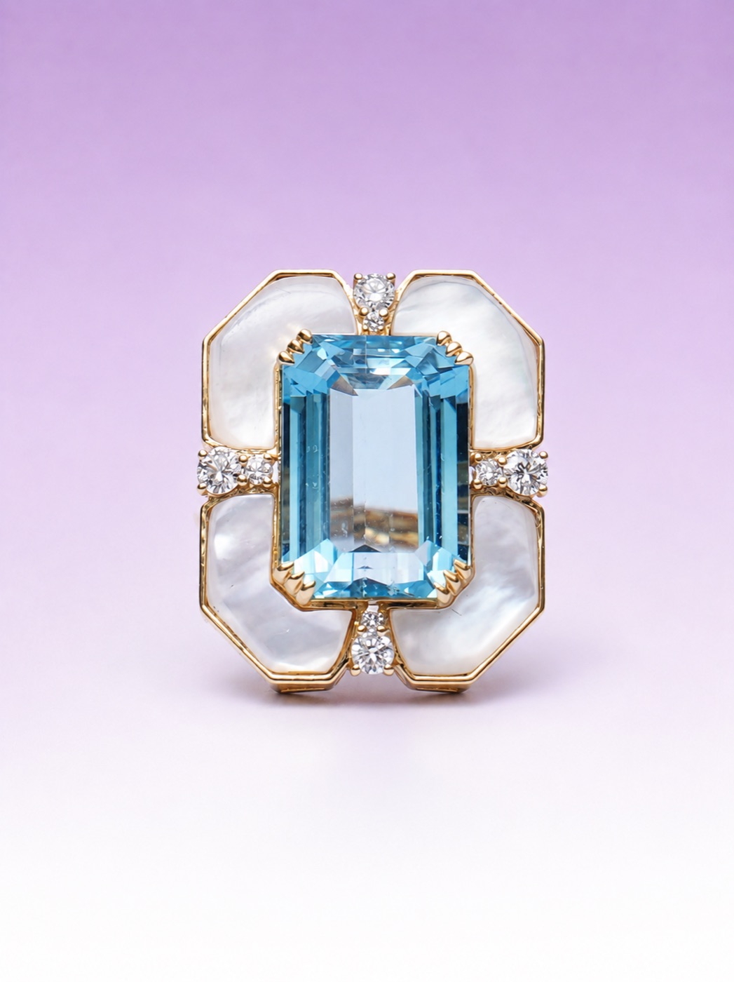 Aquamarine Deco Ring